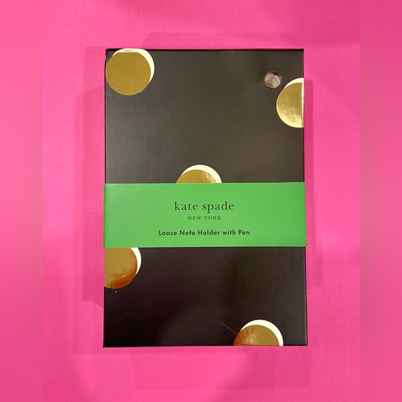 NWT! Set of kate spade note pad holder + pen 250 notes w/ gold gilded edge WHITE - Picture 7 of 16